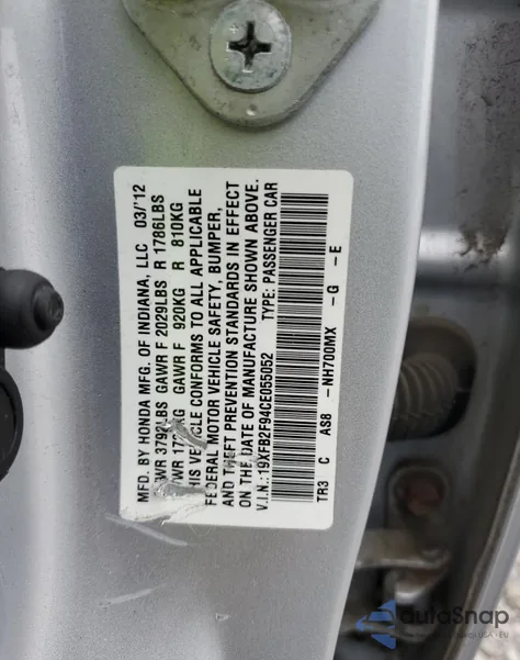 2012 Honda Civic Exl z USA, uszkodzony, nr VIN 19XFB2F94CE055052